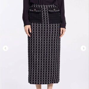 Black and White tweed Elie Saab maxi skirt